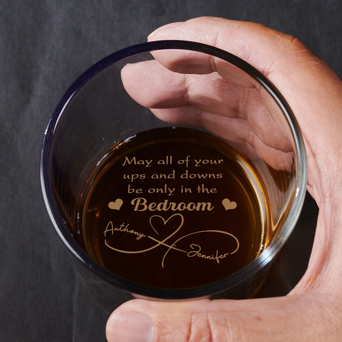 May Your Ups And Downs - Personalized Custom Engraved Whiskey Glass