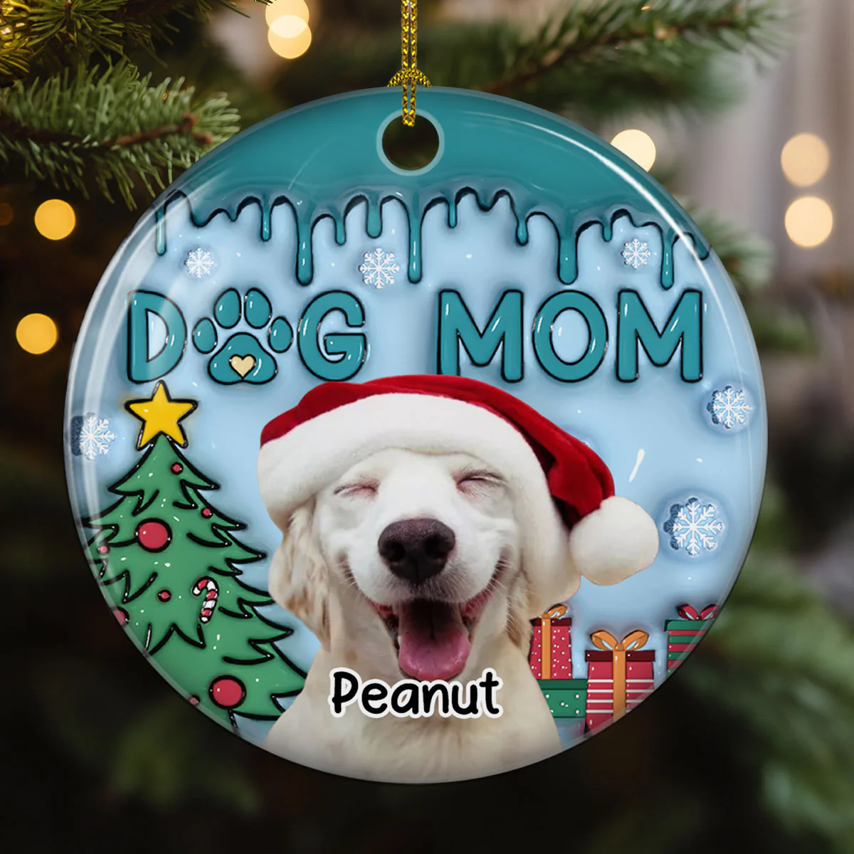 Me And Lovely Dog Photo - Personalized Custom 3D Inflated Effect Ceramic Ornament - Image 2