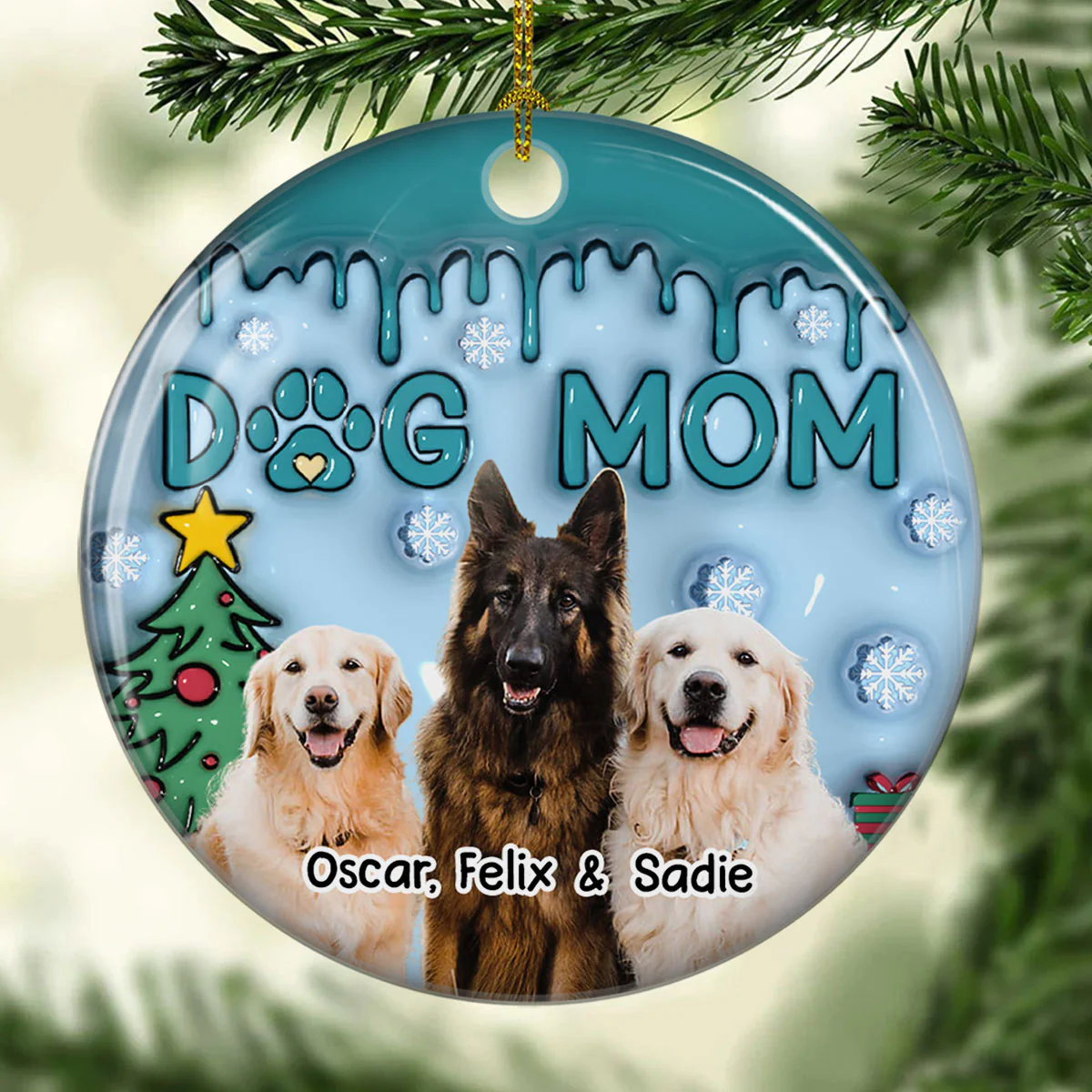 Me And Lovely Dog Photo - Personalized Custom 3D Inflated Effect Ceramic Ornament - Image 3