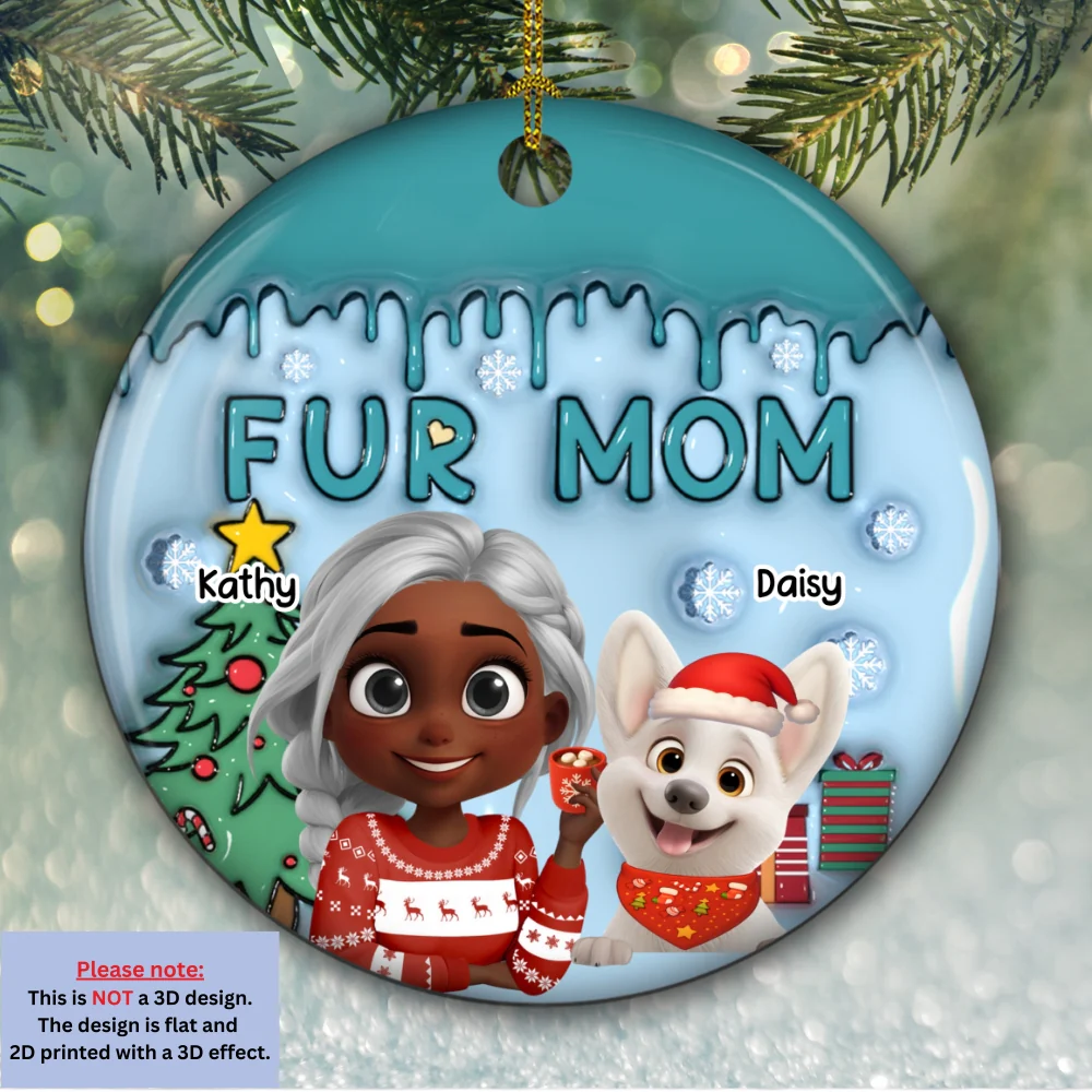 Me And Lovely Pet  - Personalized Custom 3D Inflated Effect Ceramic Ornament - Image 5