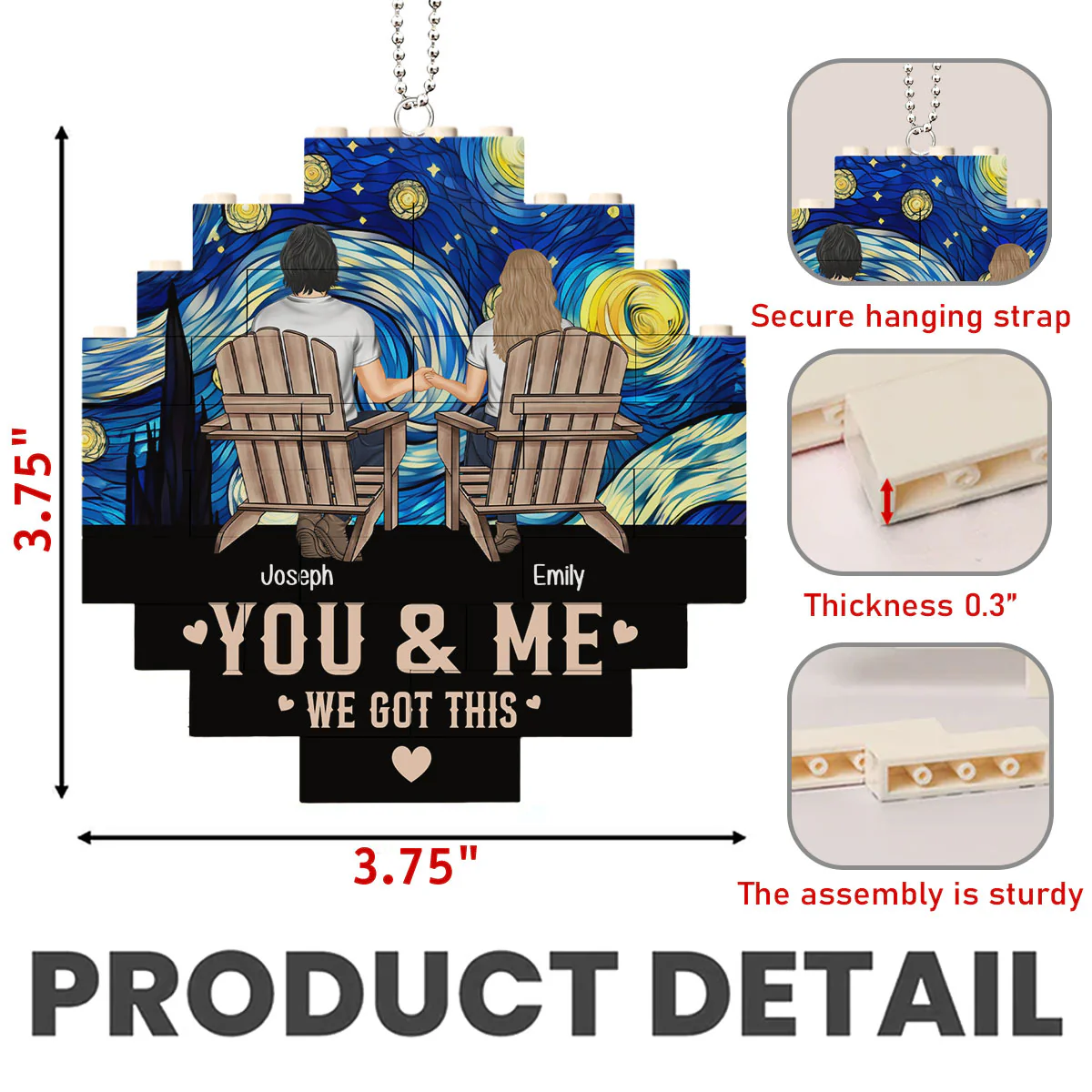 Me And You - Personalized Custom Puzzle Car Ornament - Image 4
