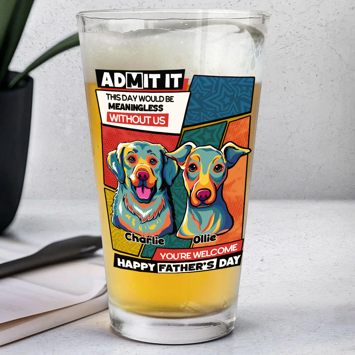 Meaningless Without Us - Personalized Custom Beer Glass - Image 2