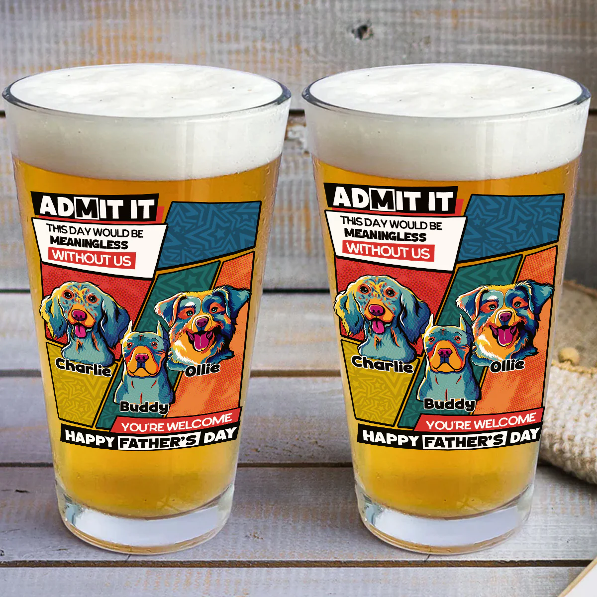 Meaningless Without Us - Personalized Custom Beer Glass - Image 3