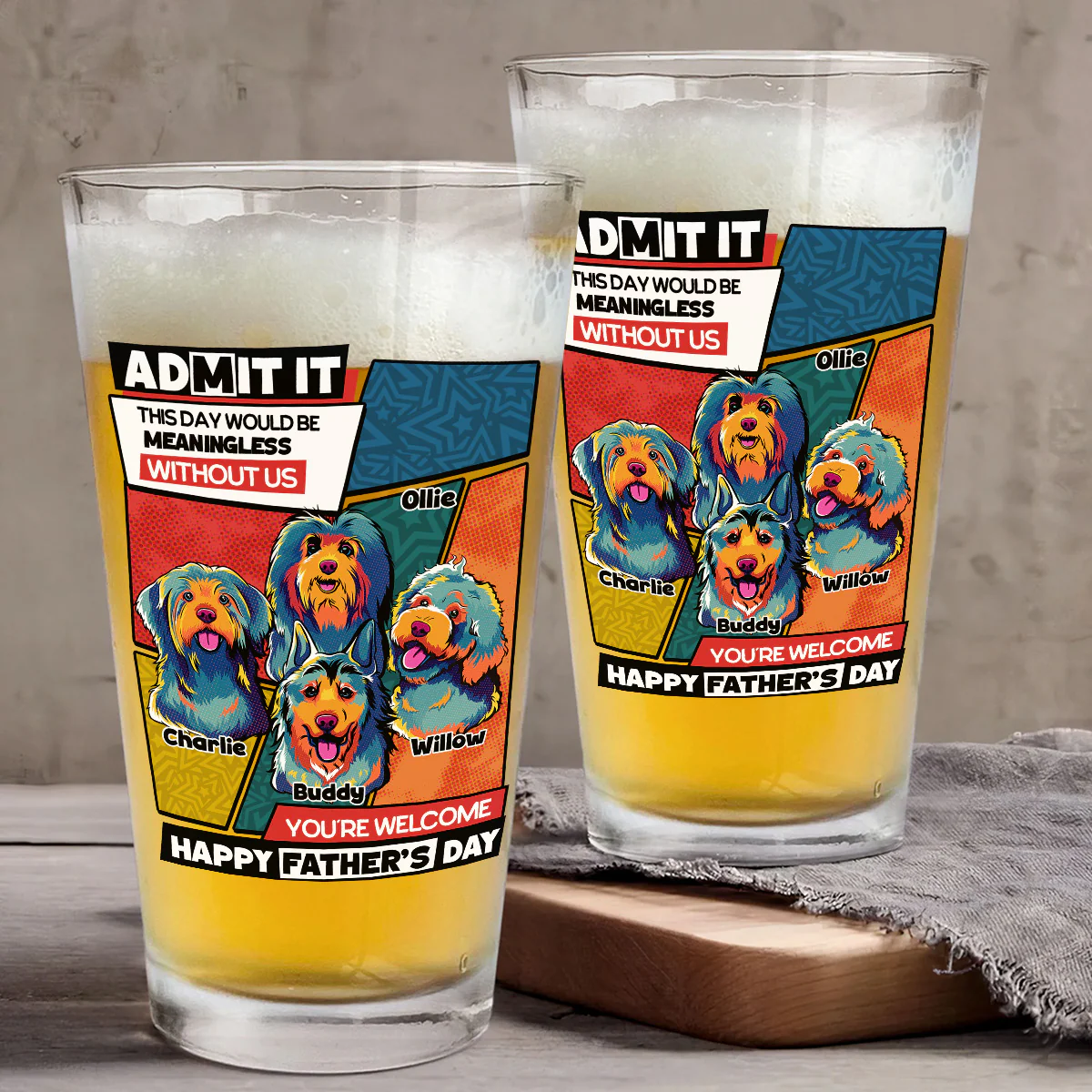 Meaningless Without Us - Personalized Custom Beer Glass - Image 4