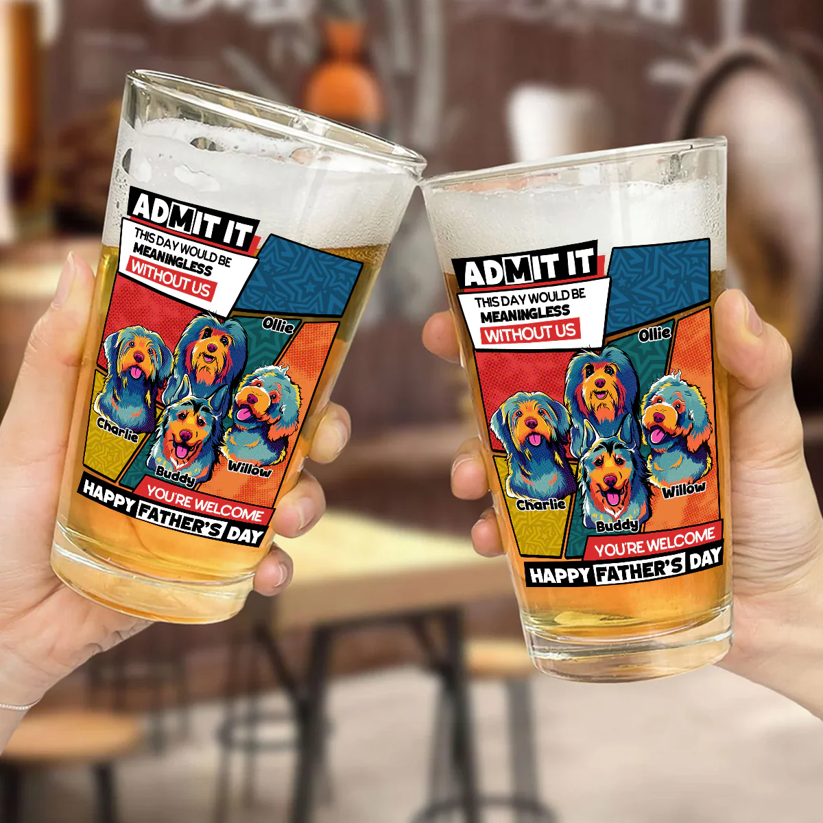 Meaningless Without Us - Personalized Custom Beer Glass - Image 5