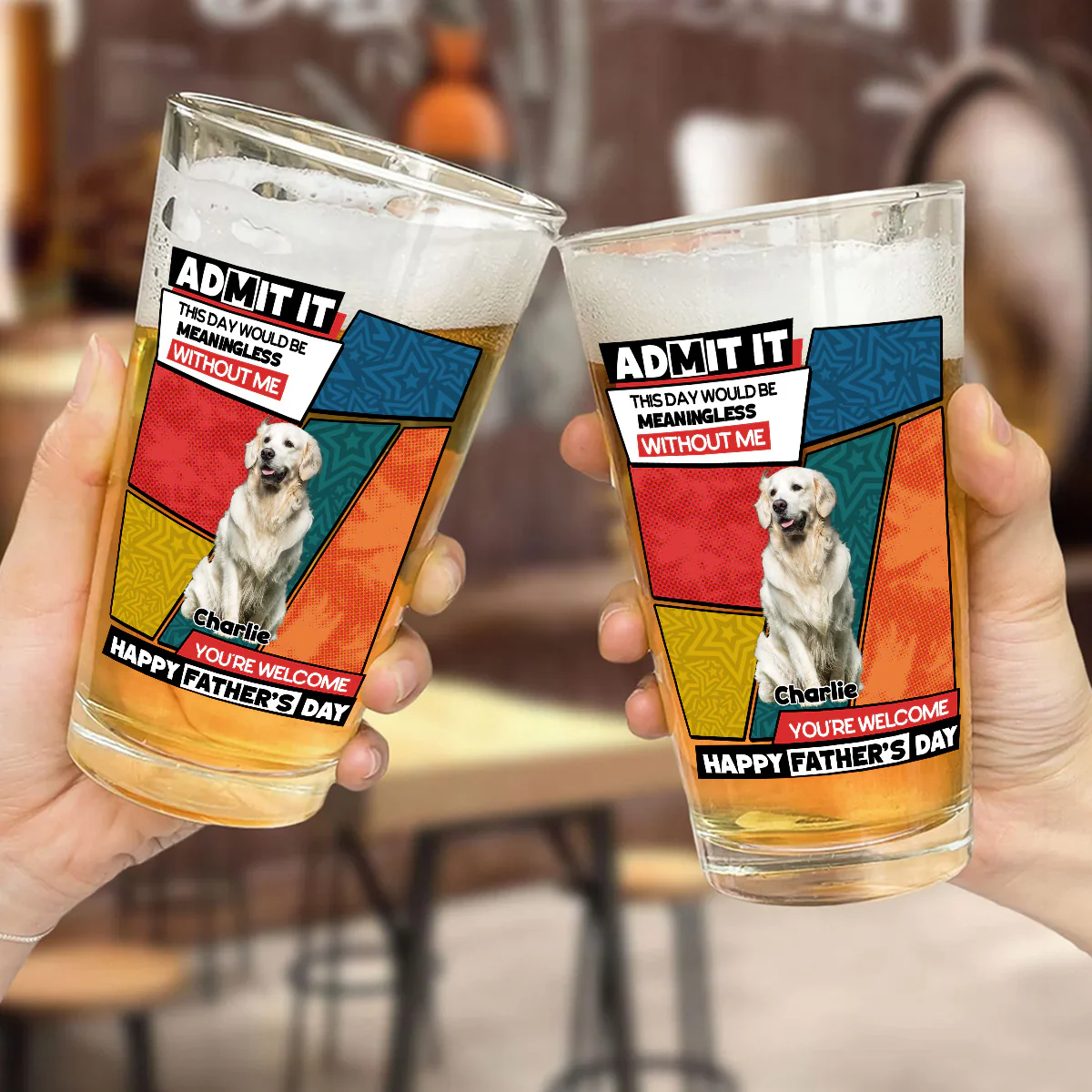 Meaningless Without Us Photo - Personalized Custom Beer Glass - Image 2