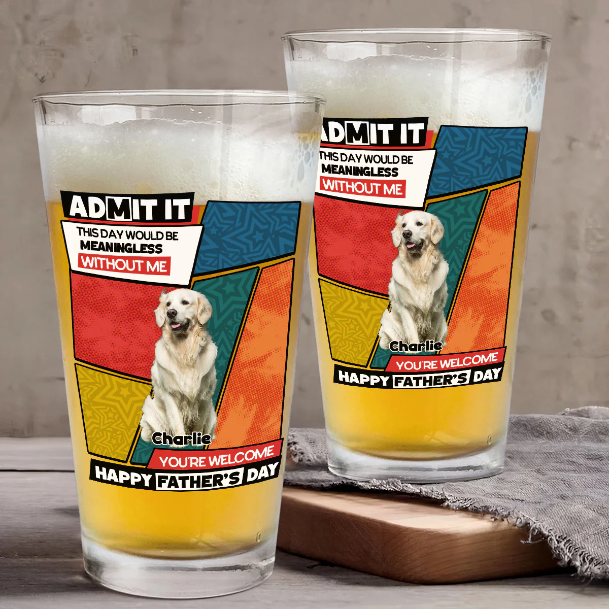 Meaningless Without Us Photo - Personalized Custom Beer Glass - Image 3