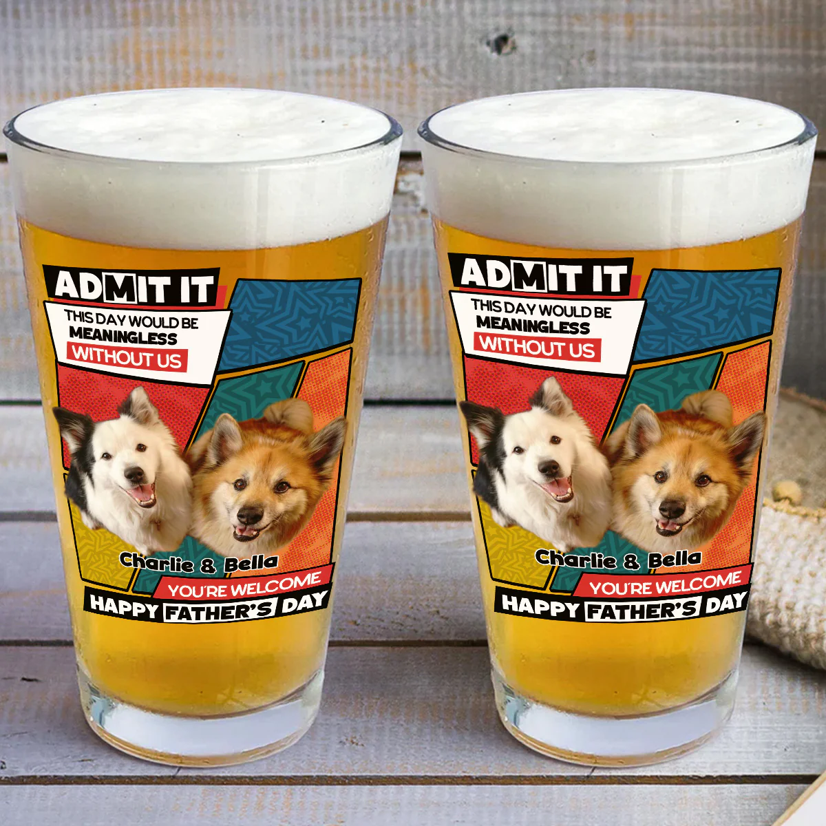 Meaningless Without Us Photo - Personalized Custom Beer Glass - Image 4