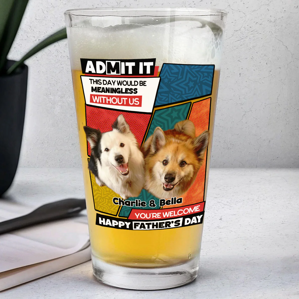 Meaningless Without Us Photo - Personalized Custom Beer Glass - Image 5