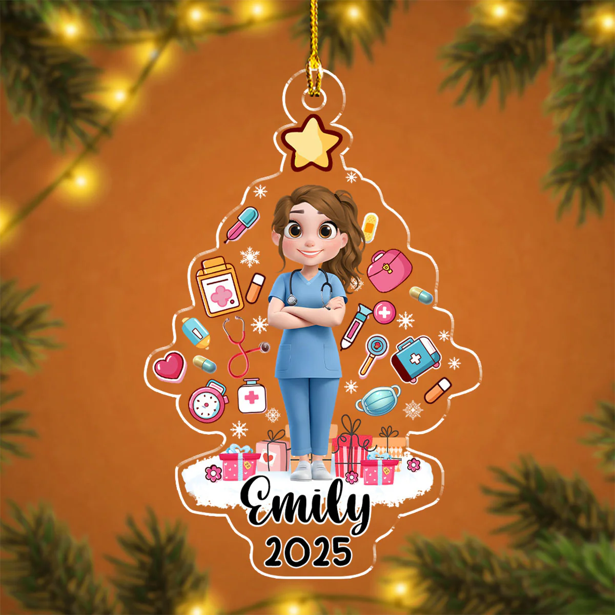 Medical Christmas Tree - Personalized Custom Acrylic Ornament  - Image 4