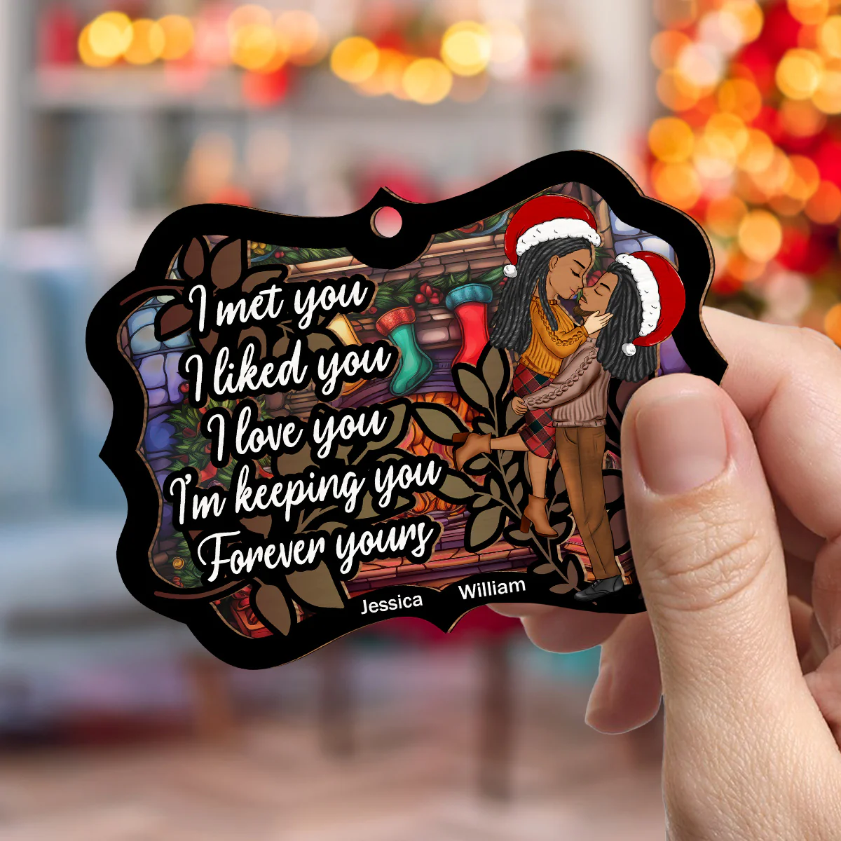 Meet And Love- Personalized Custom Suncatcher Ornament - Image 2