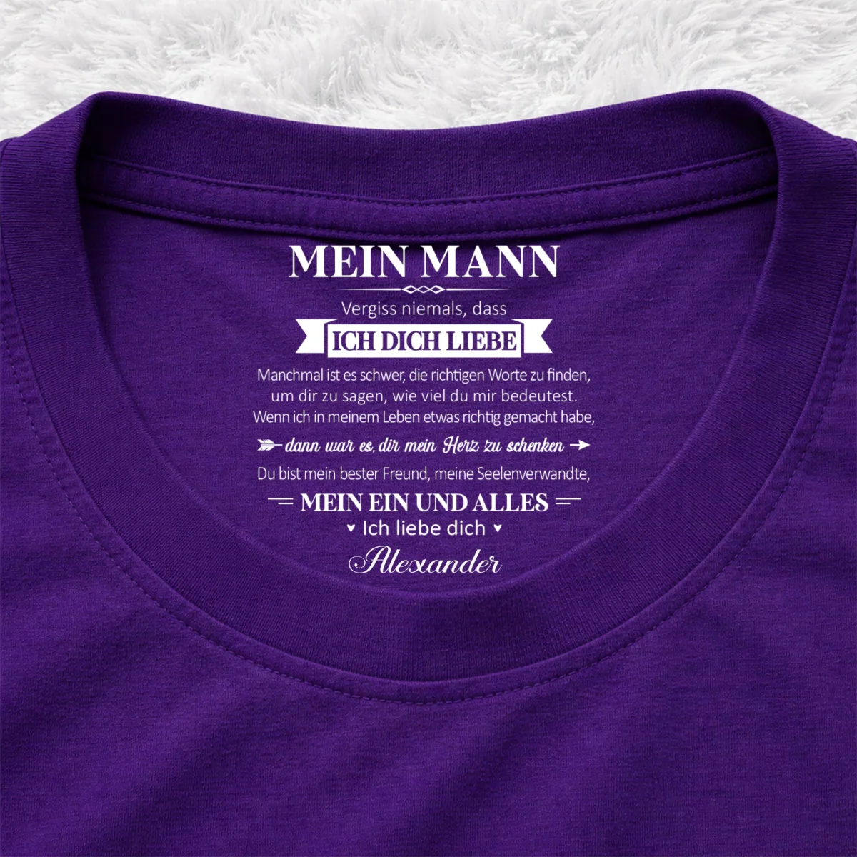 Mein Seelenverwandter und mein Ein und Alles – T-Shirt mit personalisiertem Aufdruck im Innenkragen - Image 11