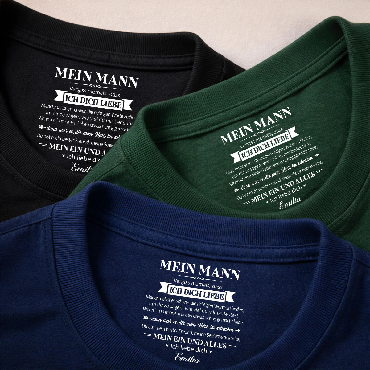 Mein Seelenverwandter und mein Ein und Alles – T-Shirt mit personalisiertem Aufdruck im Innenkragen - Image 4