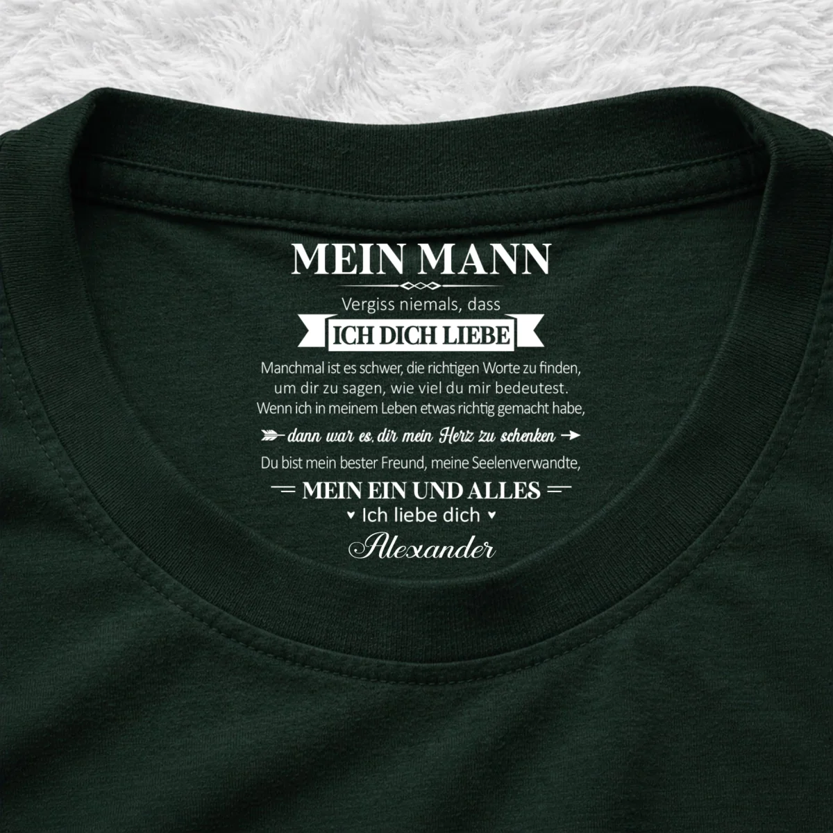 Mein Seelenverwandter und mein Ein und Alles – T-Shirt mit personalisiertem Aufdruck im Innenkragen - Image 9