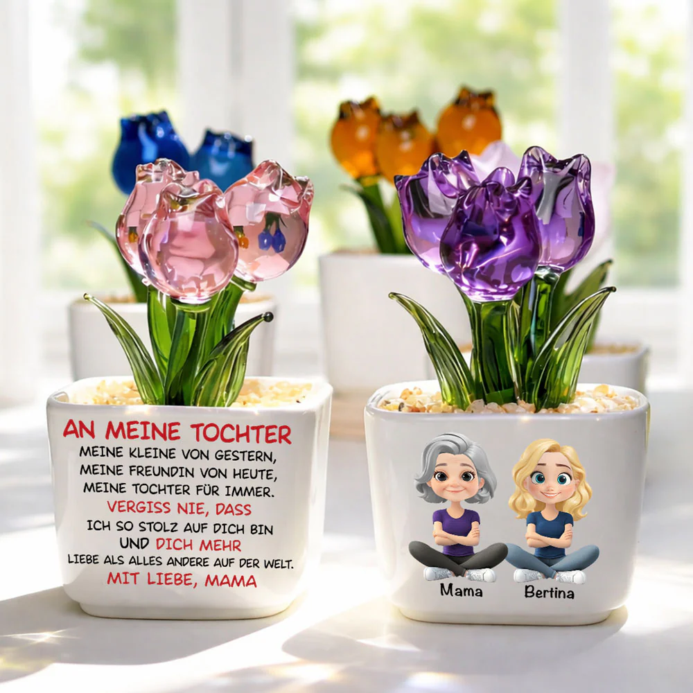 Meine Tochter Für Immer - Personalisierter Glas Mit Ewigen Tulpen - Image 2