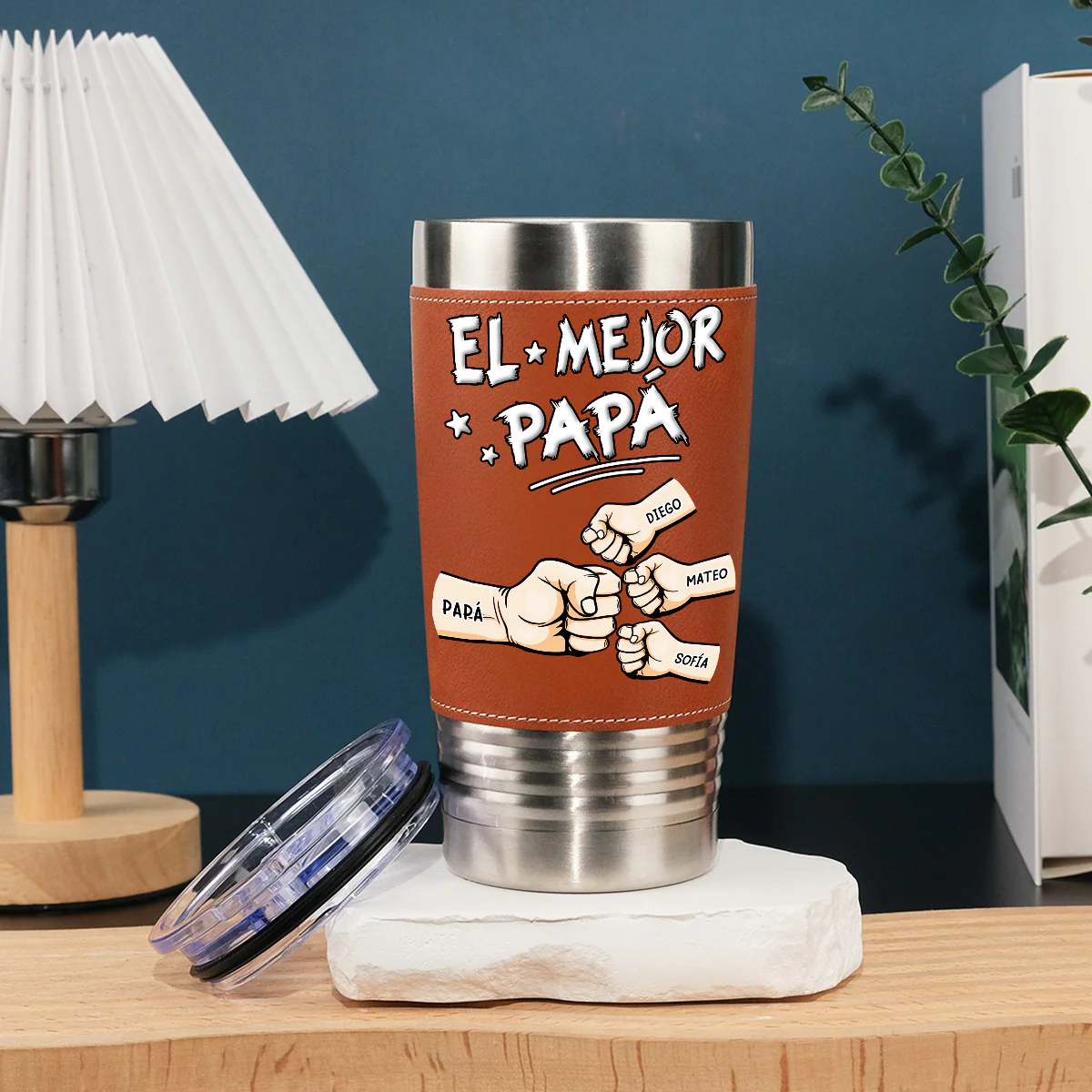 Mejor Papá - Vaso De Cuero Personalizado - Image 3