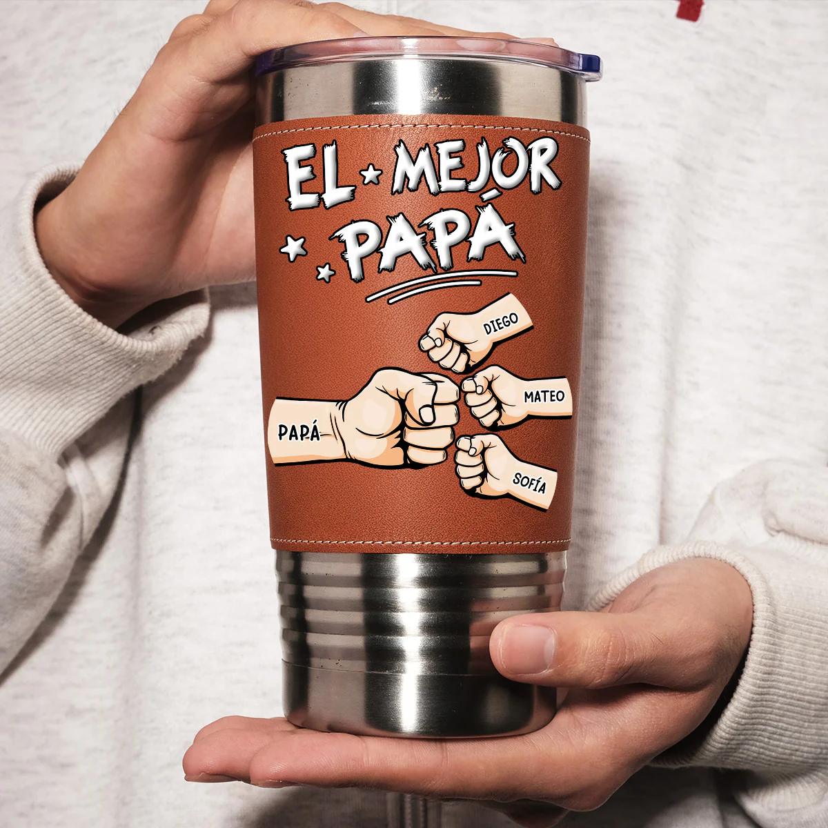 Mejor Papá - Vaso De Cuero Personalizado - Image 4