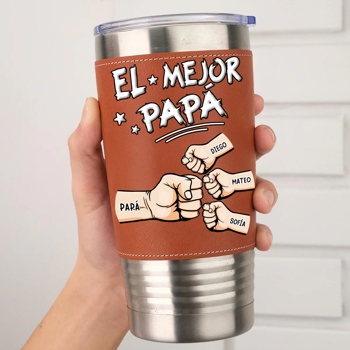 Mejor Papá - Vaso De Cuero Personalizado - Image 5