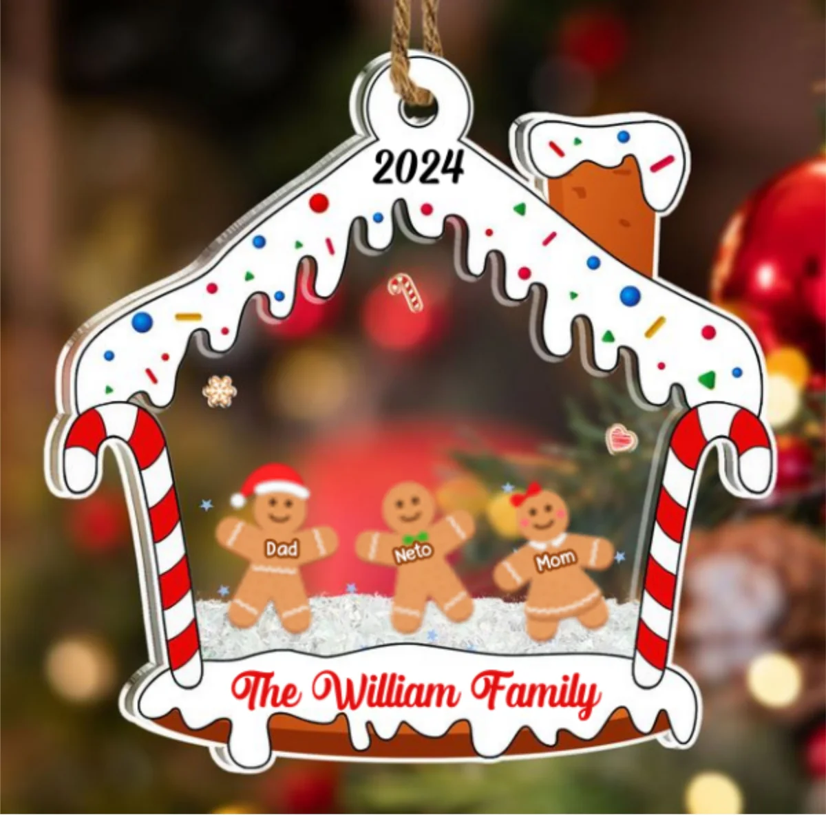 Member Of Family - Personalized Custom Acrylic Shaker Ornament - Image 5