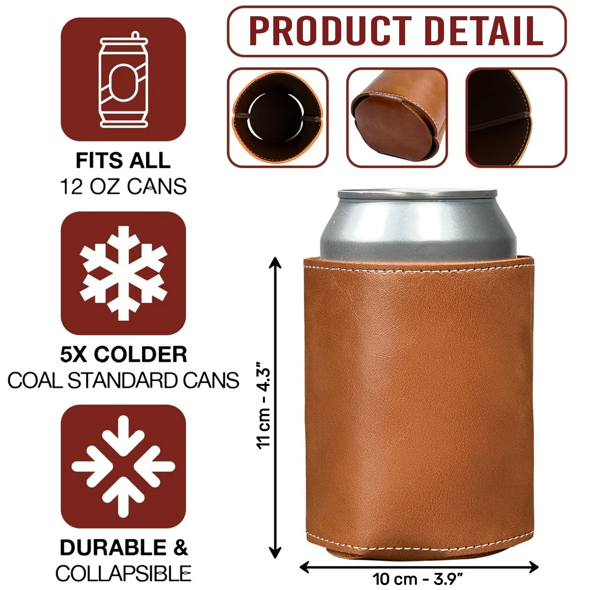 Memories At Campsite - Personalized Custom Leather Can Cooler Holder - Image 7