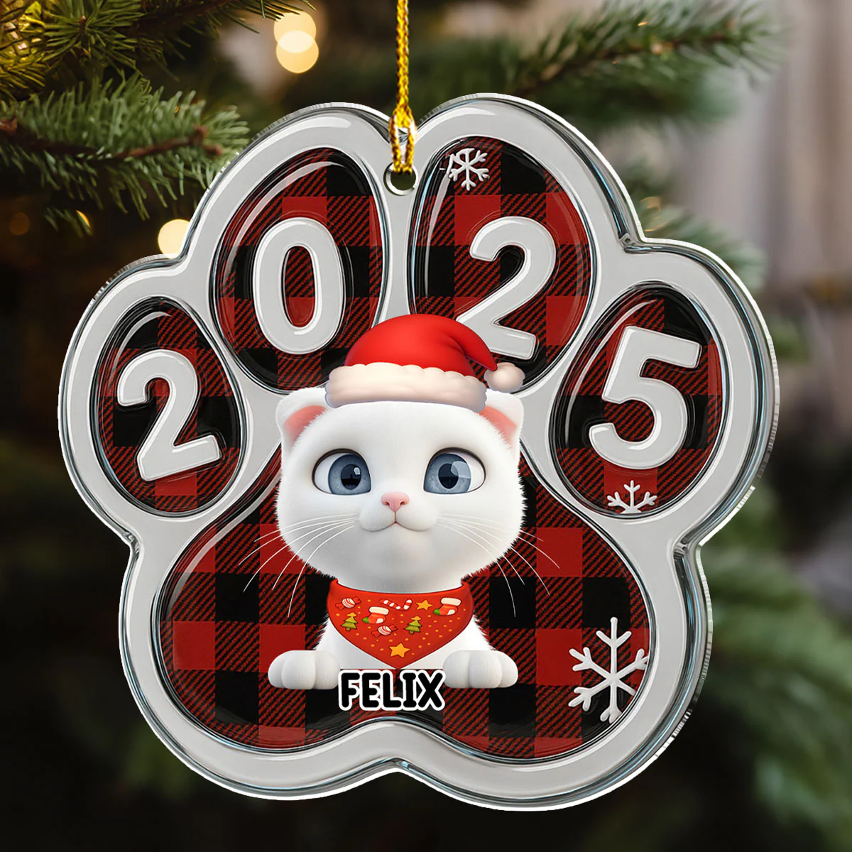Meowy Catmas People - Personalized Custom Acrylic Ornament - Image 3