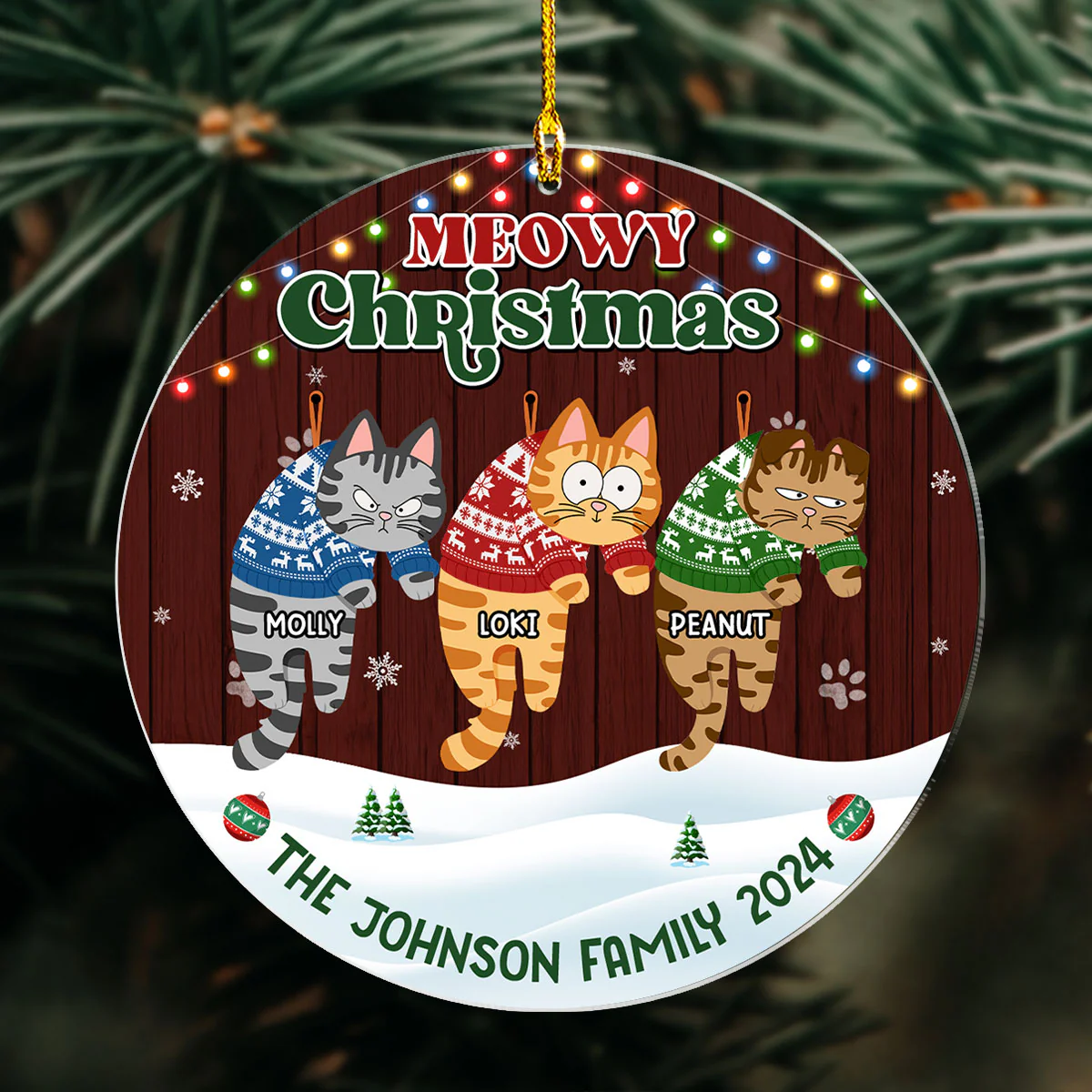 Meowy Christmas 2024 - Personalized Custom Acrylic Ornament - Image 2