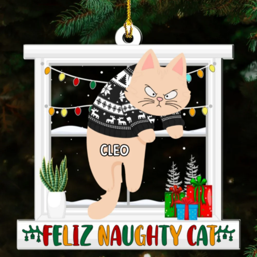 Meowy Christmas - Personalized Custom Acrylic Ornament - Image 5