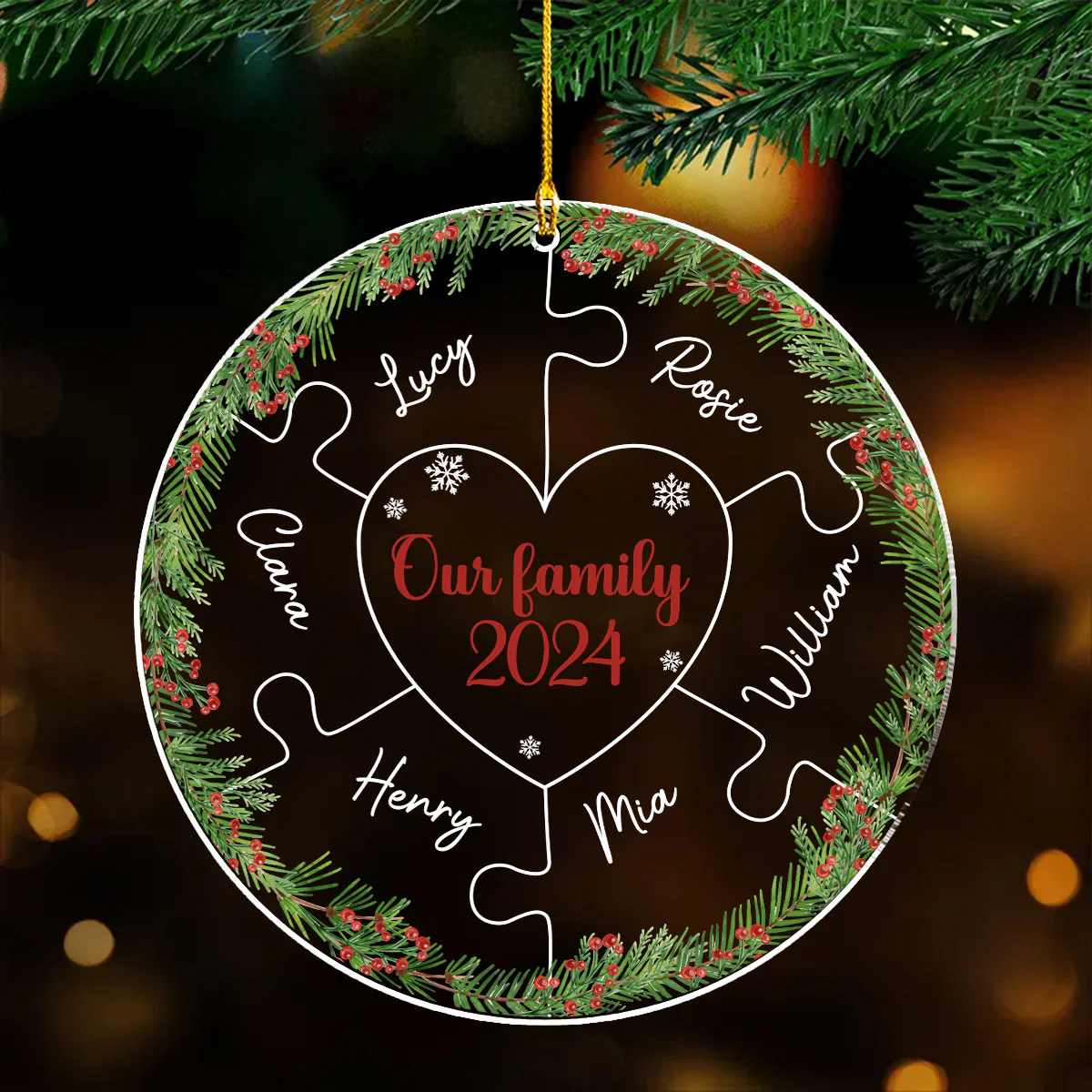 Merry And Bright - Personalized Custom Acrylic Ornament - Image 3