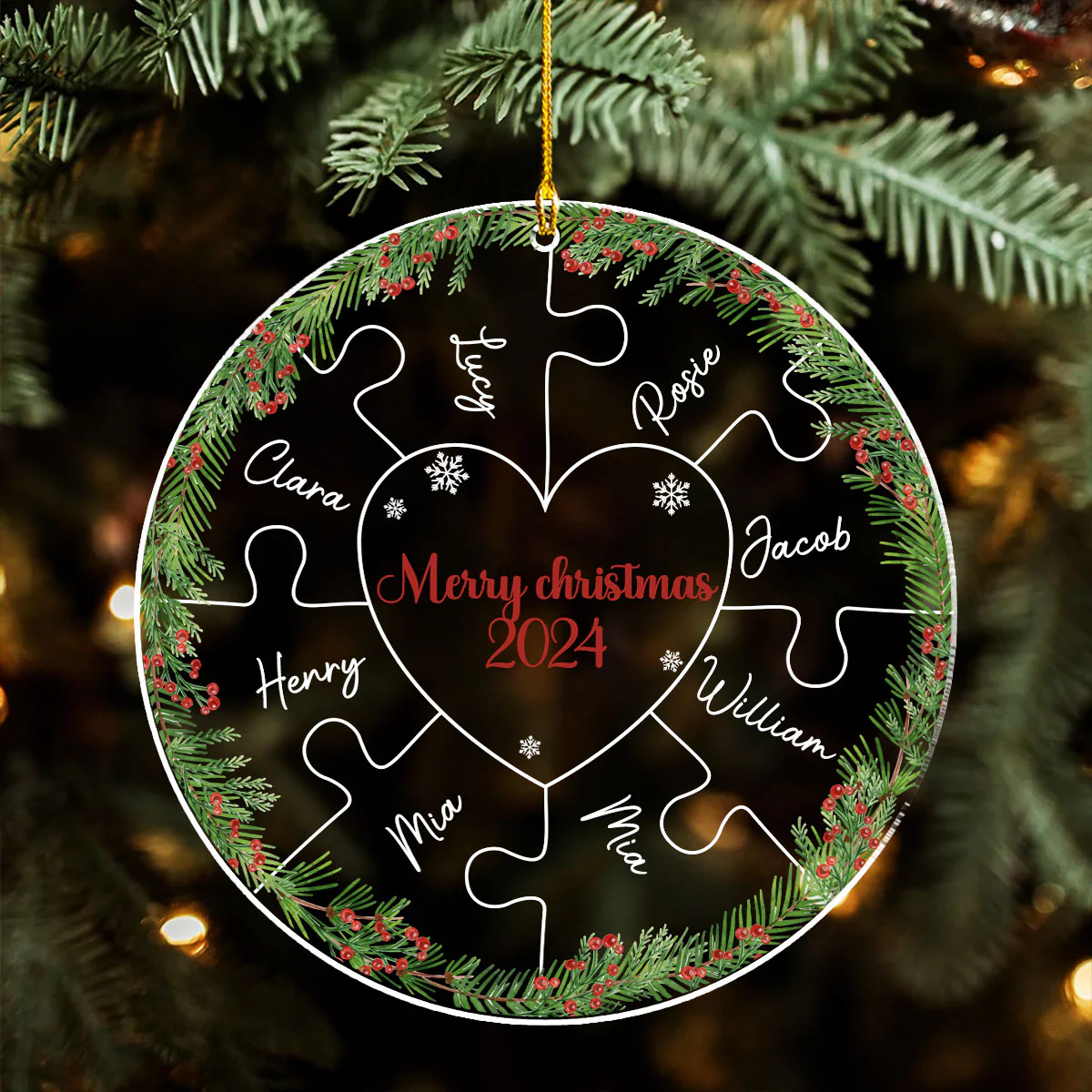Merry And Bright - Personalized Custom Acrylic Ornament - Image 4