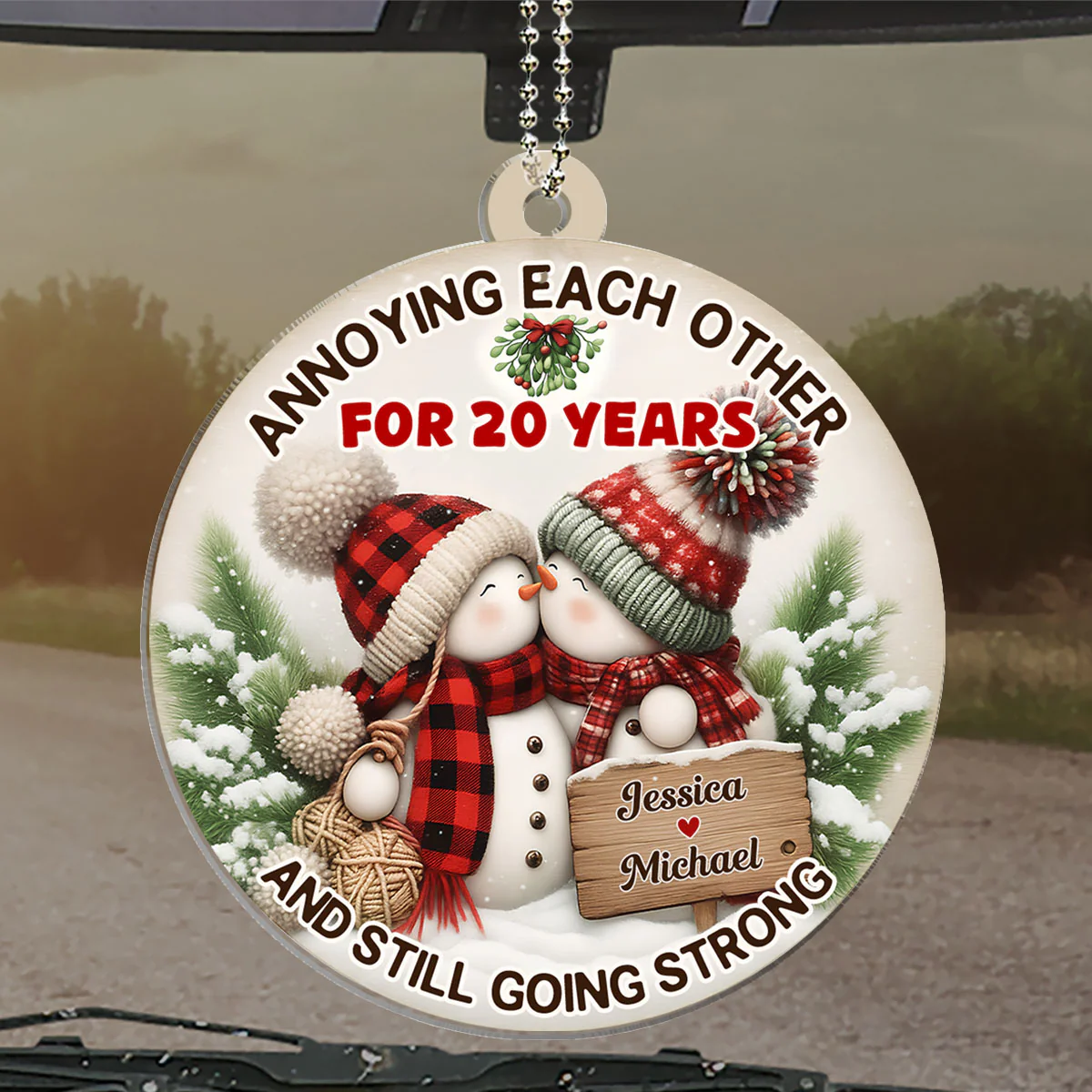 Merry And Bright Together - Personalized Custom Car Ornament - Image 2