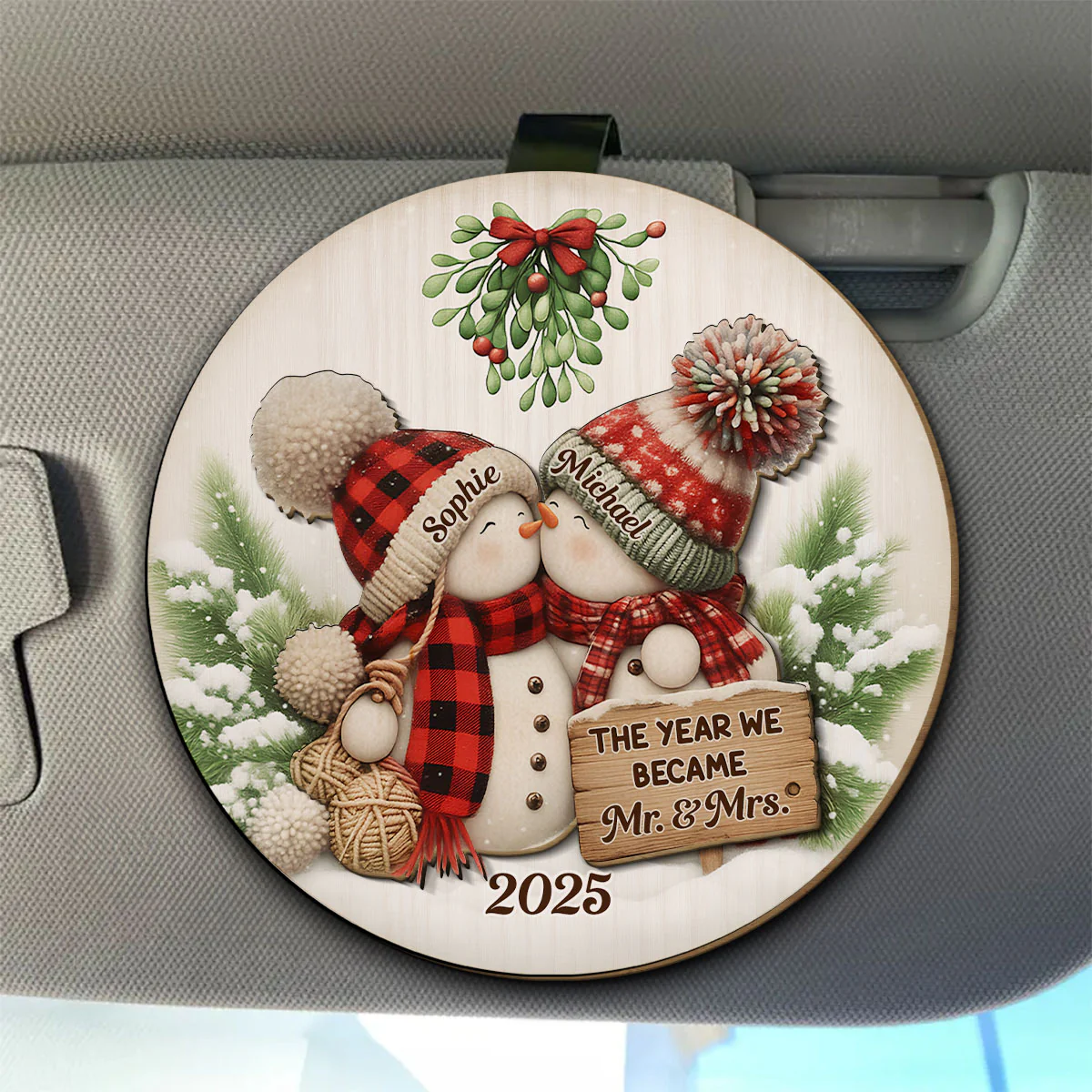 Merry And Bright Together - Personalized Custom Car Visor Clip