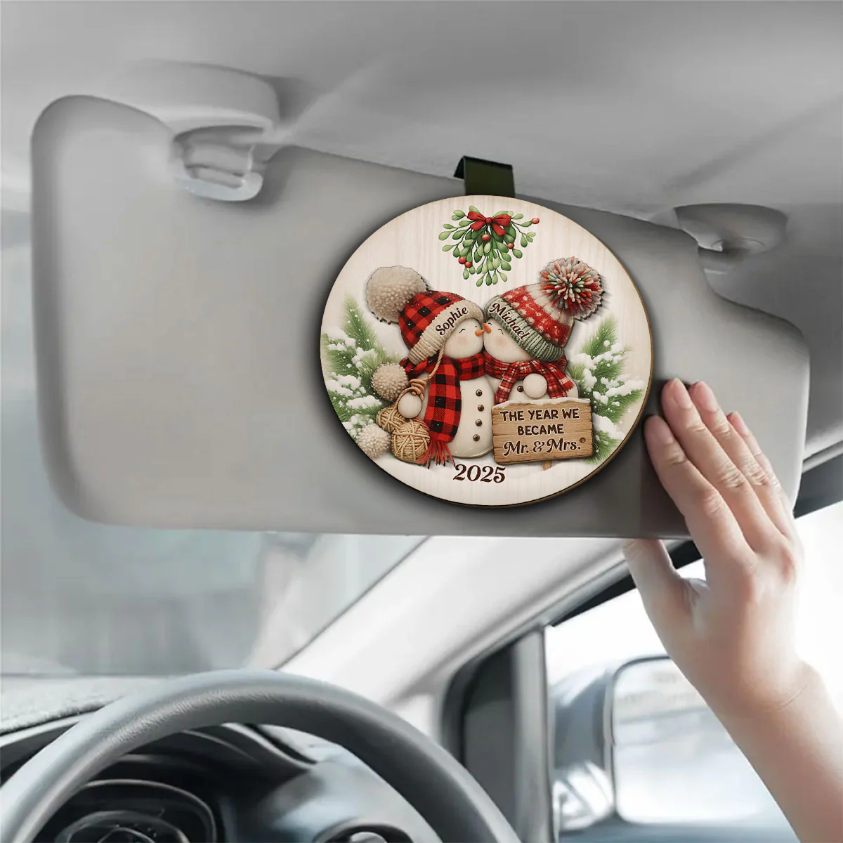 Merry And Bright Together - Personalized Custom Car Visor Clip - Image 3
