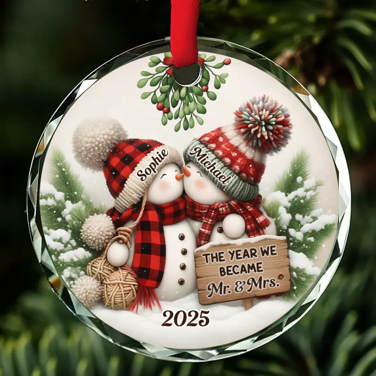 Merry And Bright Together - Personalized Custom Glass Ornament - Image 7