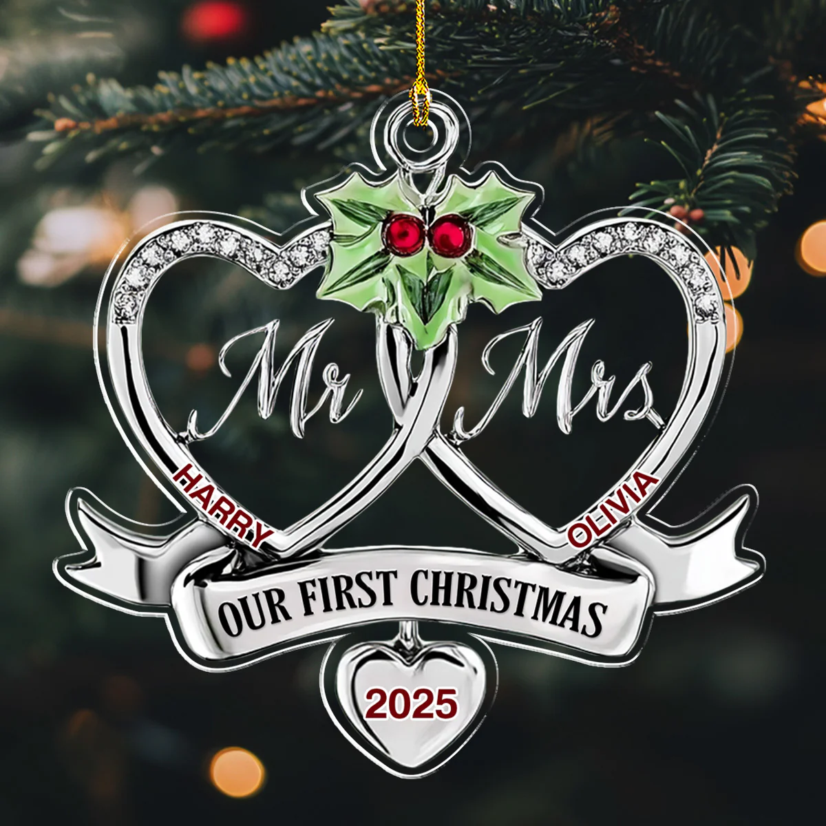 Merry And Married - Personalized Custom Acrylic Ornament