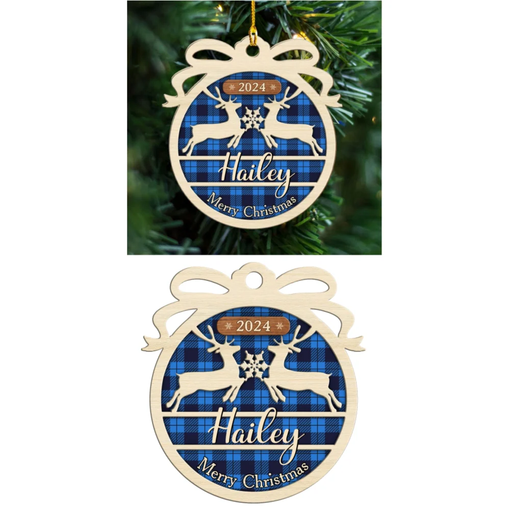 Merry Christmas 2024 - Personalized Custom Wood Ornament - Image 6