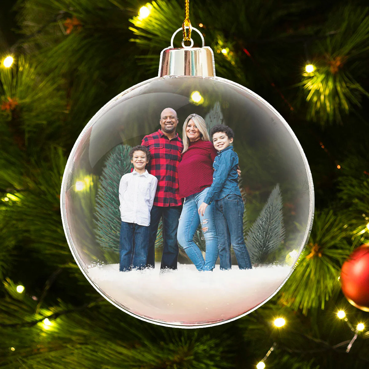Merry Christmas Family - Personalized Custom Acrylic Ornament - Image 3