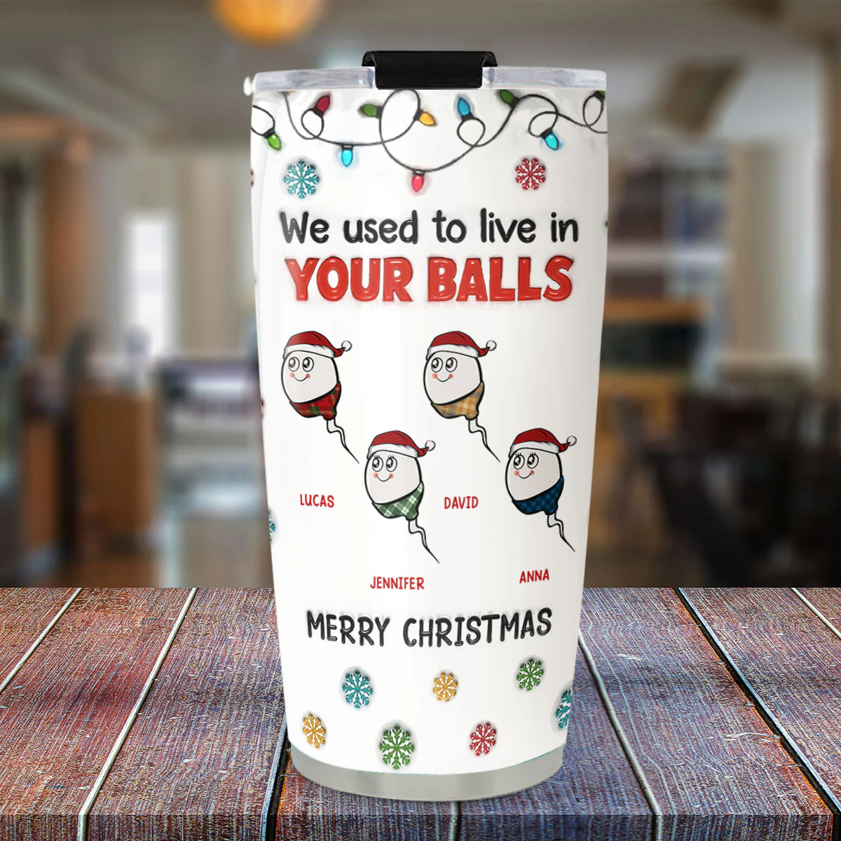 Merry Christmas I Used To Live In Daddy Balls - Personalized Custom 3D Inflated Effect Tumbler - Image 2