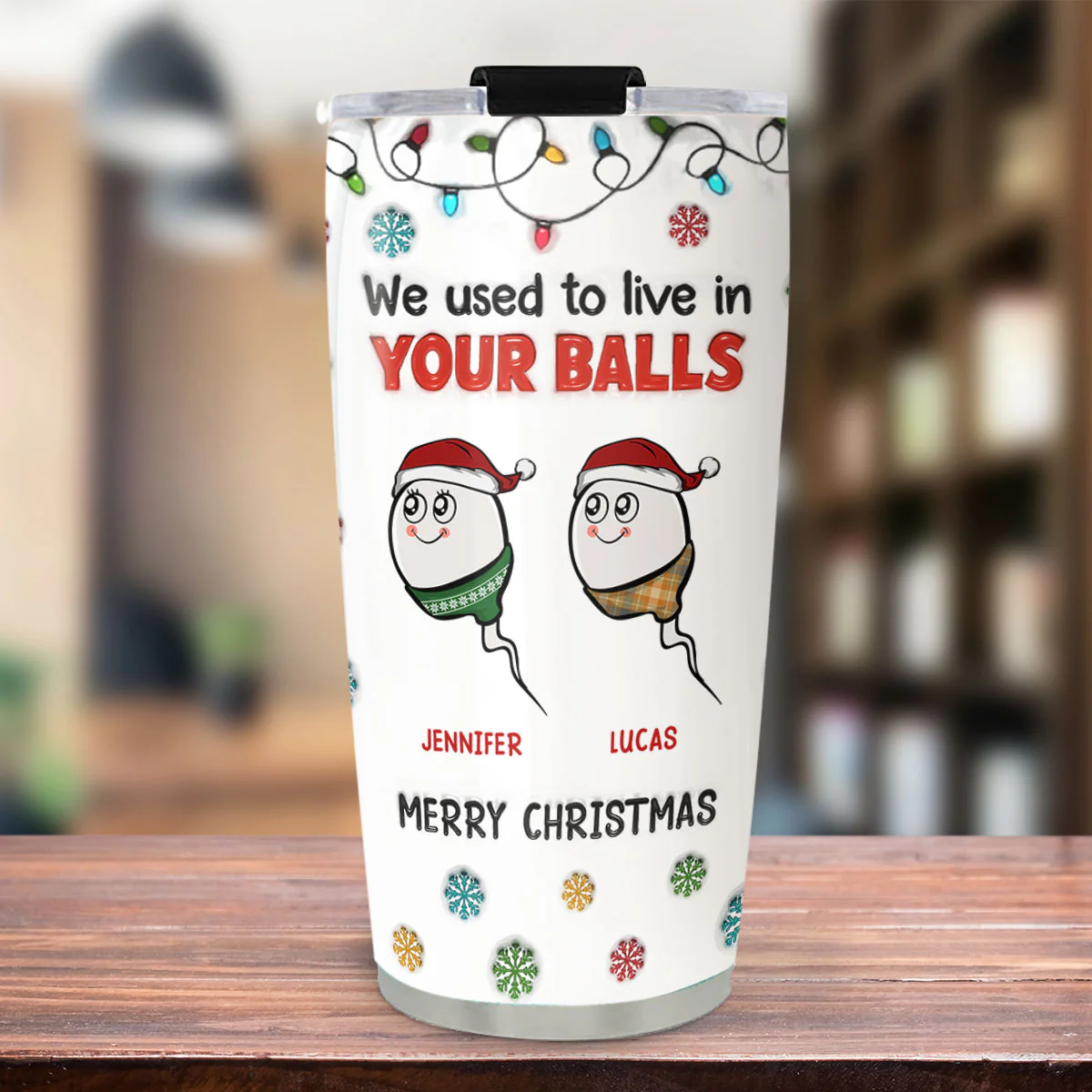 Merry Christmas I Used To Live In Daddy Balls - Personalized Custom 3D Inflated Effect Tumbler - Image 3