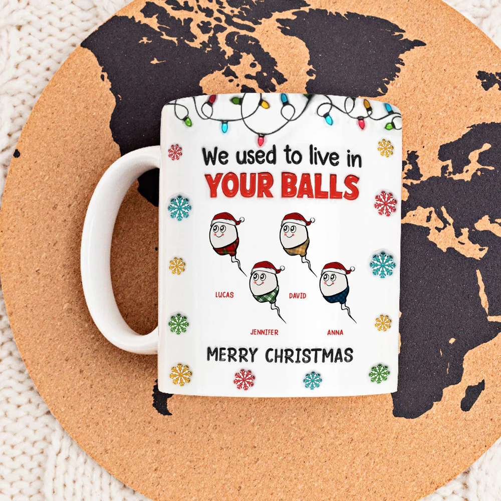 Merry Christmas I Used To Live In Your Balls - Personalized Custom 3D Inflated Effect Mug - Image 3