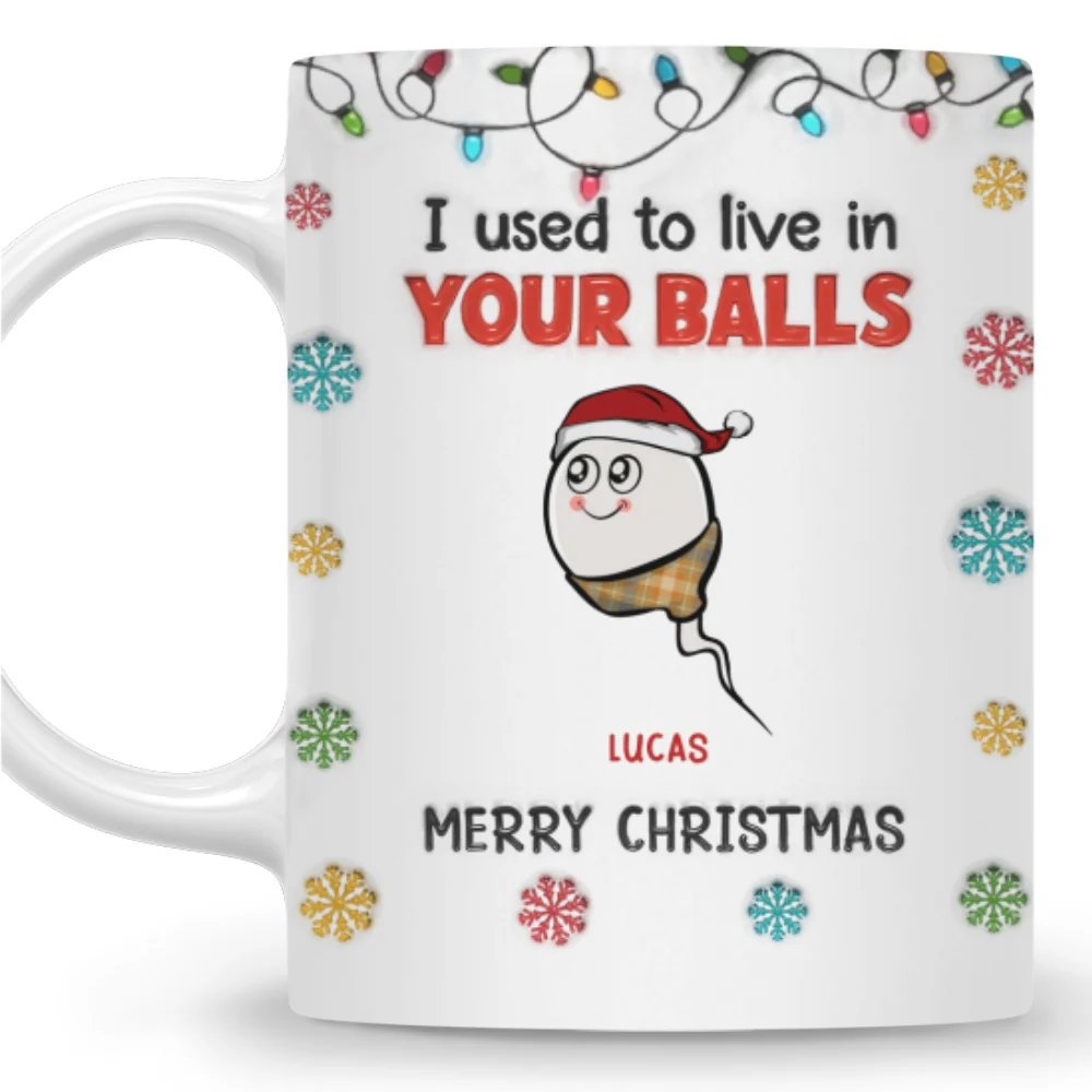 Merry Christmas I Used To Live In Your Balls - Personalized Custom 3D Inflated Effect Mug - Image 4