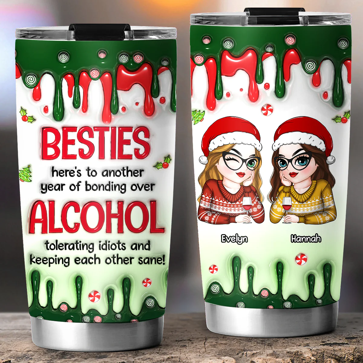 Merry Christmas My Bestie - Personalized Custom 3D Inflated Effect Tumbler - Image 5