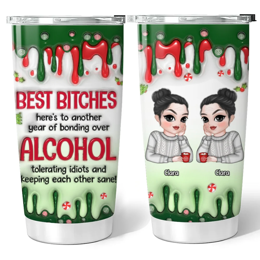 Merry Christmas My Bestie - Personalized Custom 3D Inflated Effect Tumbler - Image 6