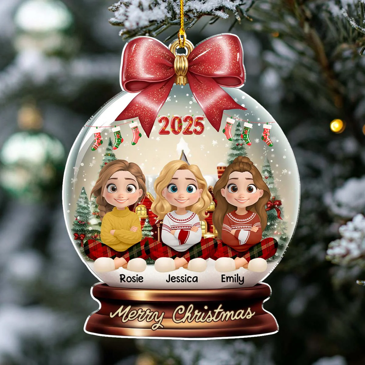 Merry Christmas My Besties 2025 - Personalized Custom Acrylic Ornament - Image 5