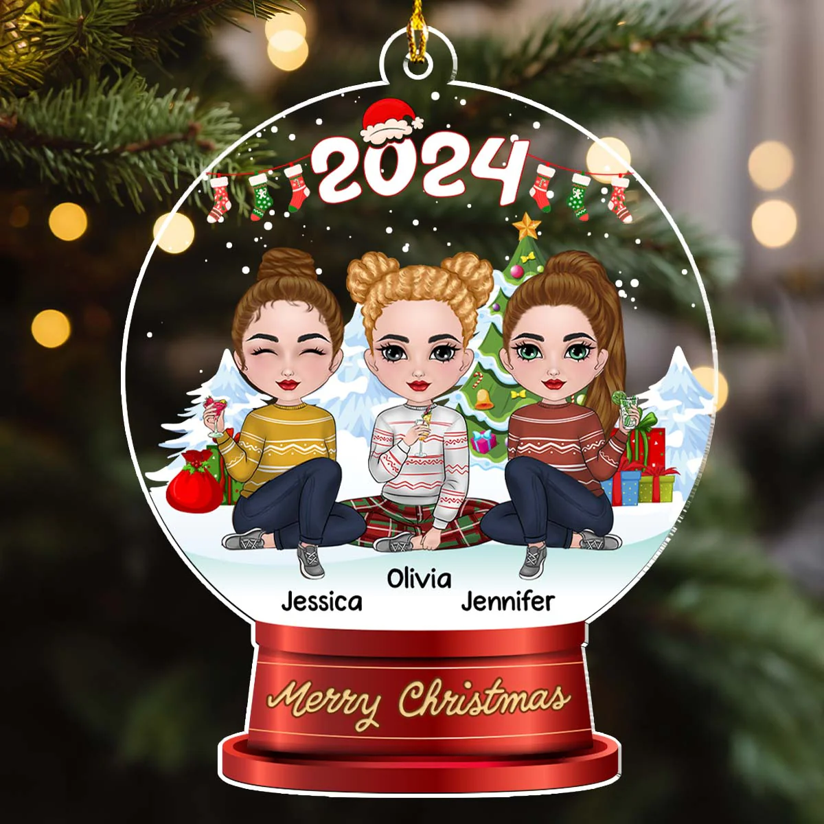 Merry Christmas My Besties - Personalized Custom Acrylic Ornament - Image 2