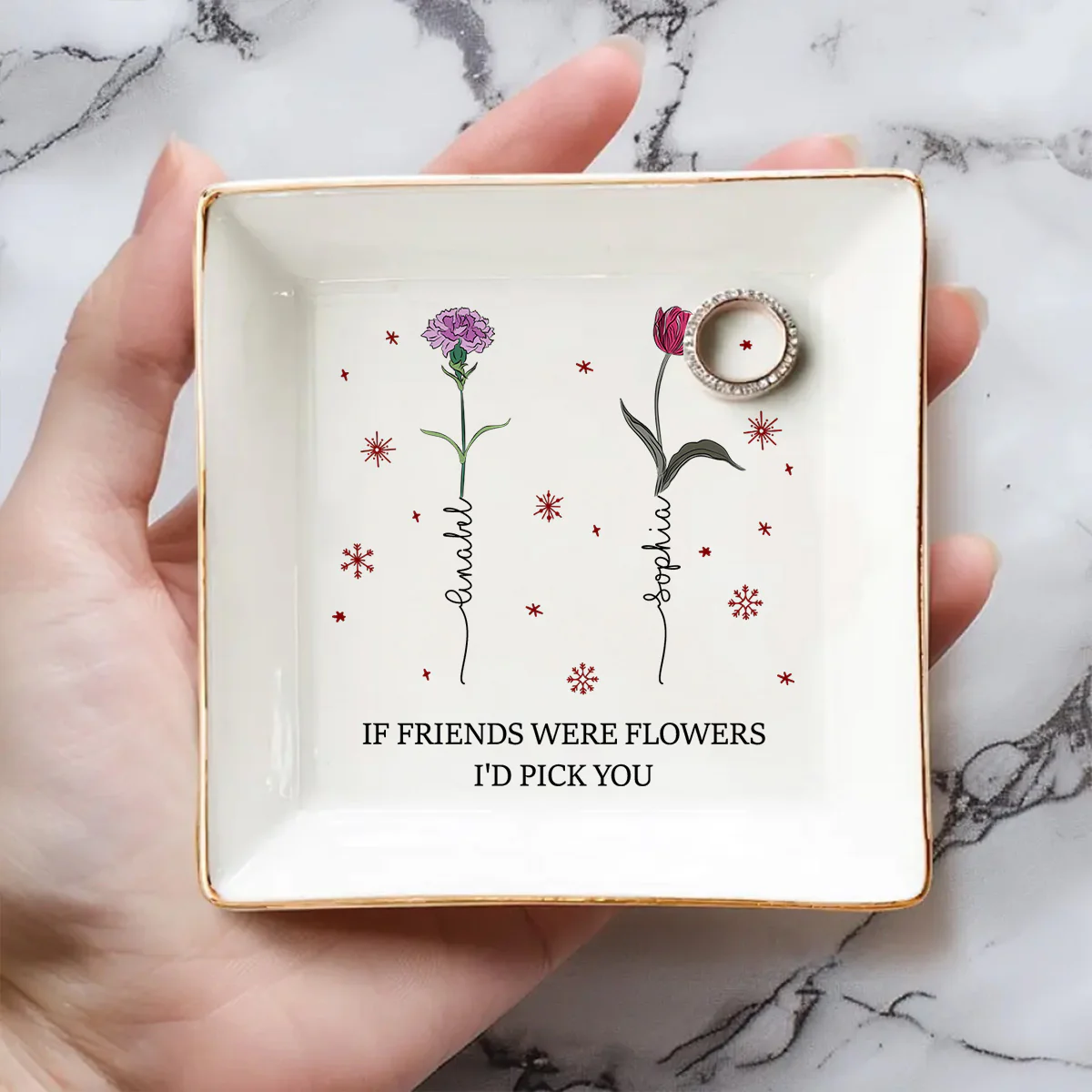 Merry Christmas My Lovely Flower - Personalized Custom Jewelry Dish - Image 2