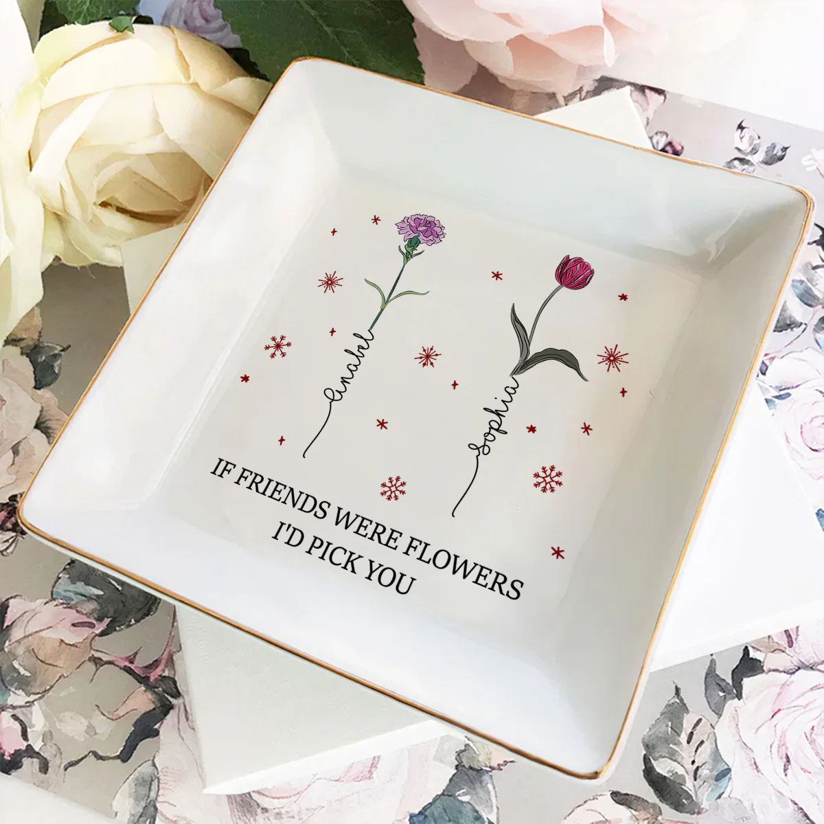 Merry Christmas My Lovely Flower - Personalized Custom Jewelry Dish - Image 3