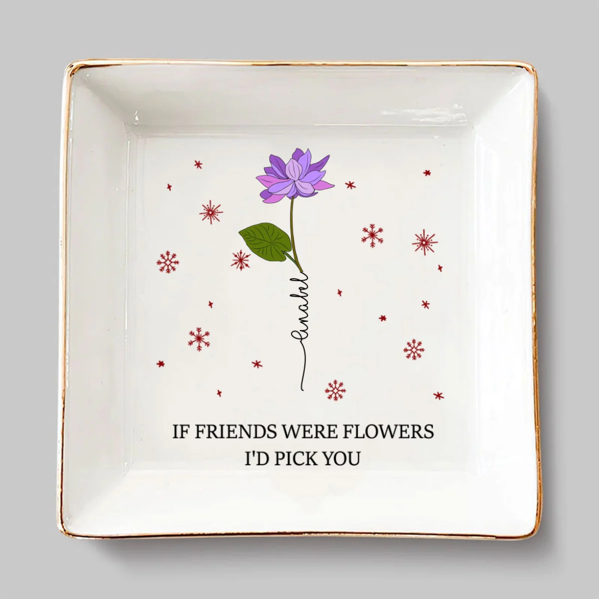 Merry Christmas My Lovely Flower - Personalized Custom Jewelry Dish - Image 4