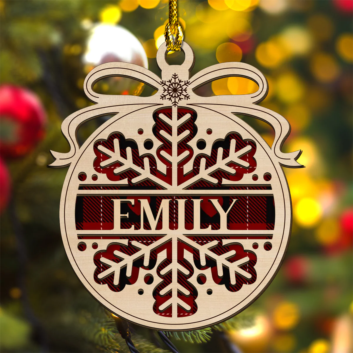 Merry Christmas - Personalized Custom 2-layered Wood Ornament - Image 4