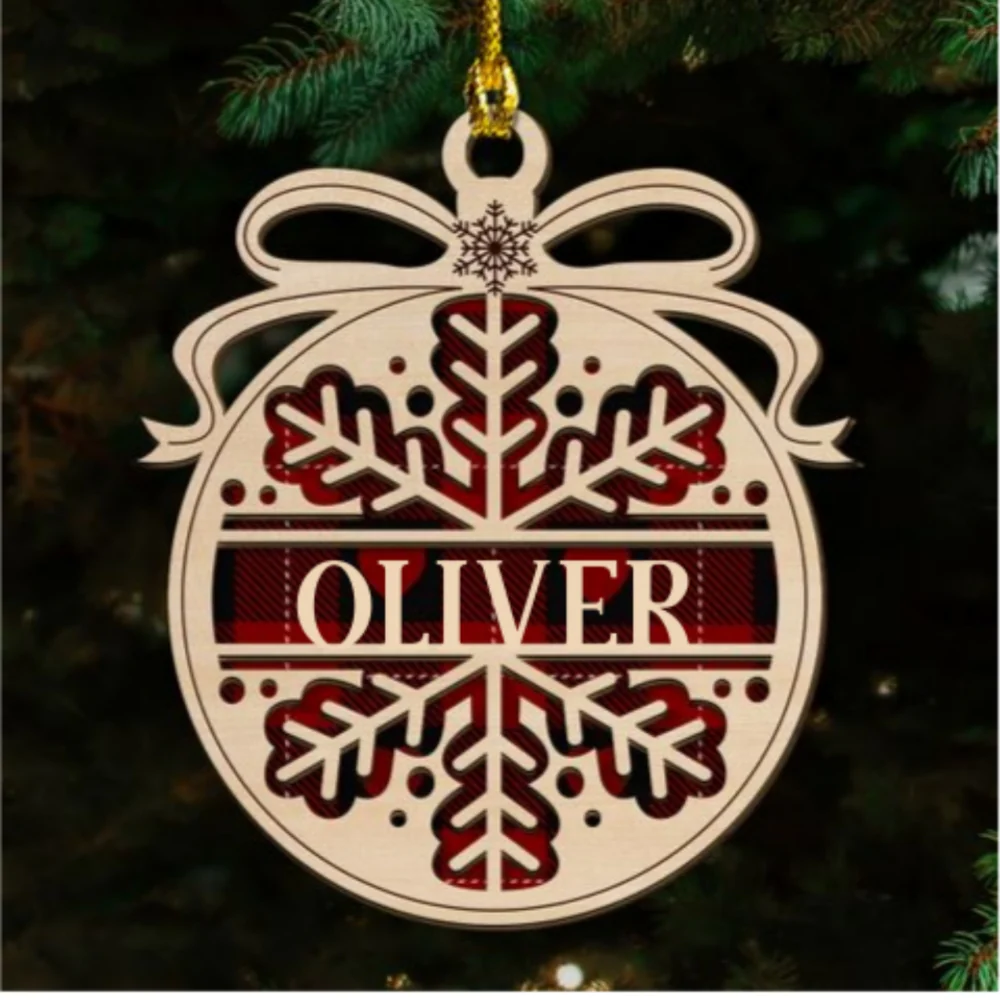 Merry Christmas - Personalized Custom 2-layered Wood Ornament - Image 5
