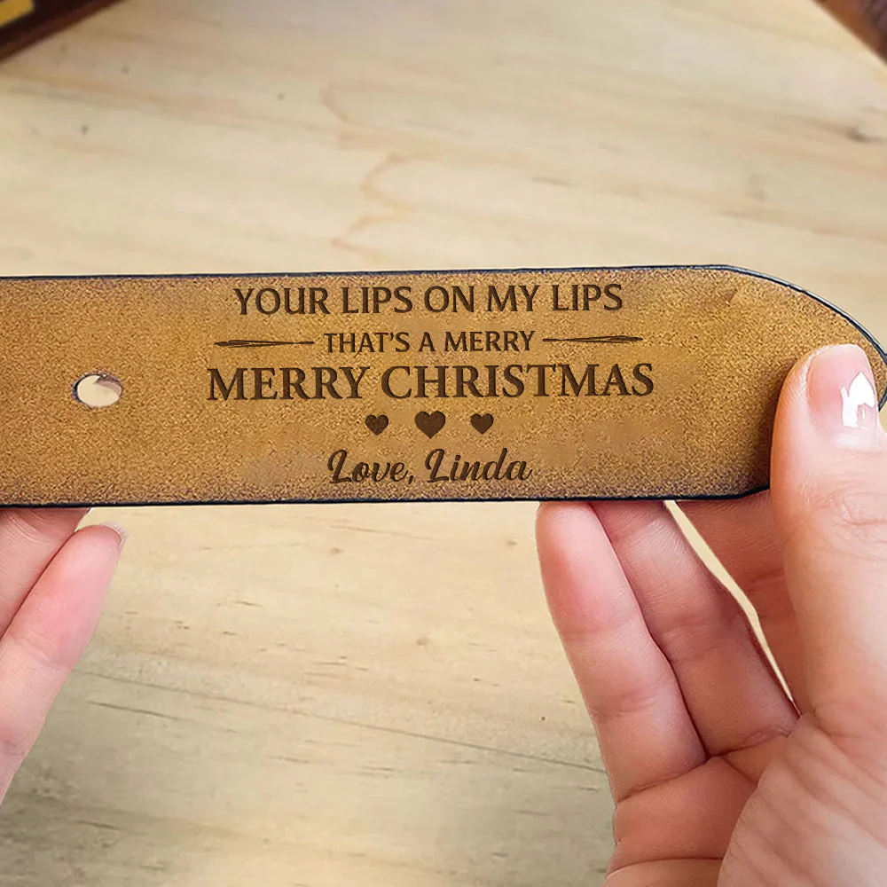 Merry Christmas - Personalized Engraved Leather Belt - Image 2